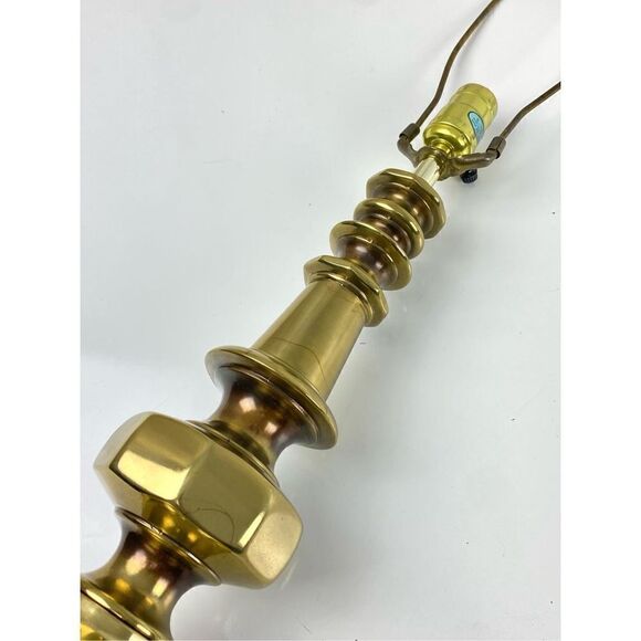 Vintage Stiffel Style Table Lamp MCM Heavy Brass Hollywood Regency 28" - Picture 3 of 6